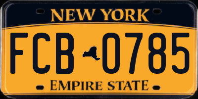 NY license plate FCB0785