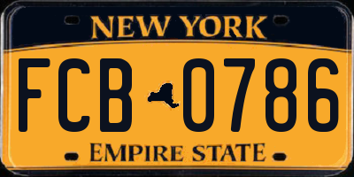 NY license plate FCB0786