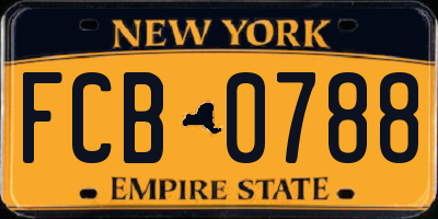 NY license plate FCB0788