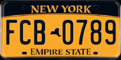 NY license plate FCB0789