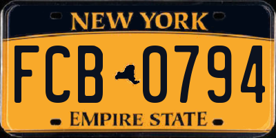 NY license plate FCB0794
