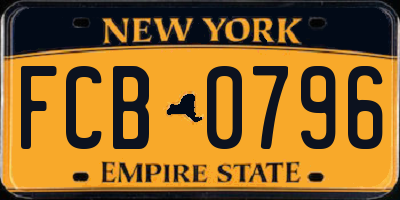 NY license plate FCB0796