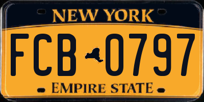 NY license plate FCB0797