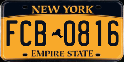 NY license plate FCB0816