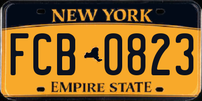 NY license plate FCB0823