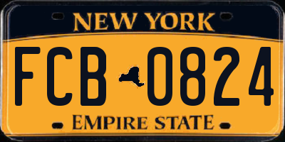 NY license plate FCB0824