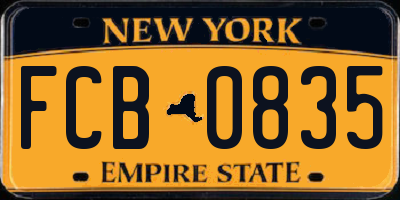 NY license plate FCB0835