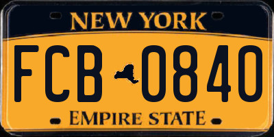 NY license plate FCB0840