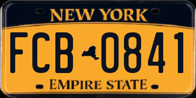 NY license plate FCB0841
