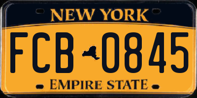 NY license plate FCB0845