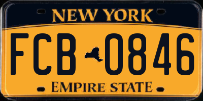 NY license plate FCB0846