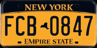 NY license plate FCB0847