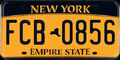 NY license plate FCB0856