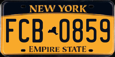 NY license plate FCB0859