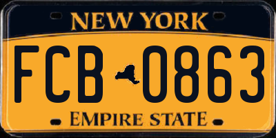NY license plate FCB0863