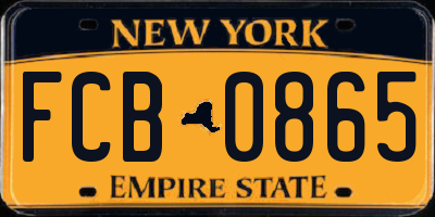 NY license plate FCB0865