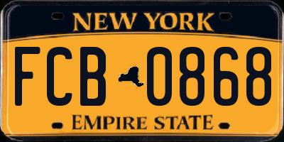 NY license plate FCB0868
