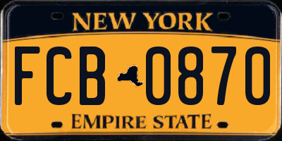 NY license plate FCB0870