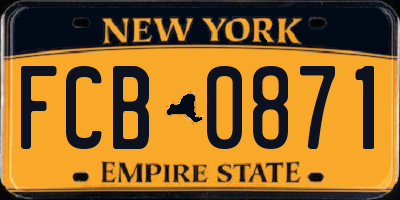 NY license plate FCB0871