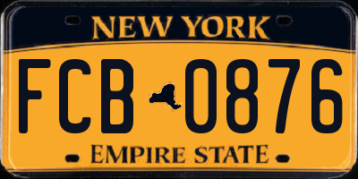 NY license plate FCB0876