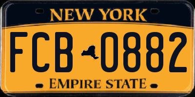 NY license plate FCB0882