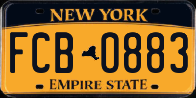 NY license plate FCB0883