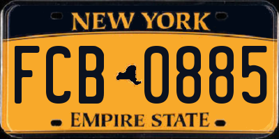 NY license plate FCB0885