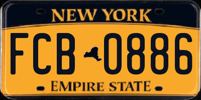 NY license plate FCB0886