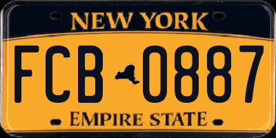 NY license plate FCB0887