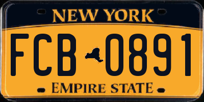 NY license plate FCB0891