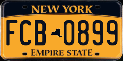NY license plate FCB0899