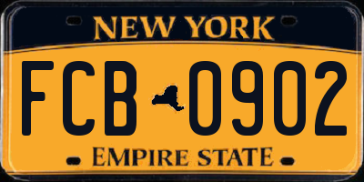 NY license plate FCB0902