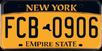 NY license plate FCB0906
