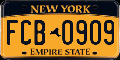 NY license plate FCB0909