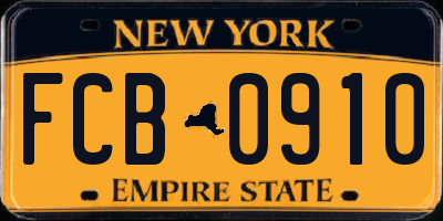 NY license plate FCB0910