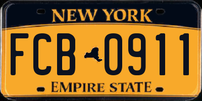 NY license plate FCB0911