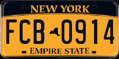 NY license plate FCB0914