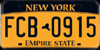 NY license plate FCB0915