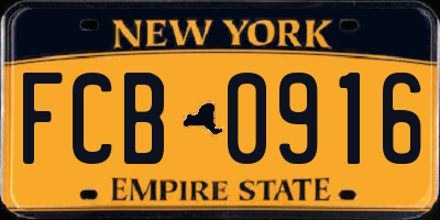 NY license plate FCB0916