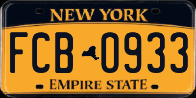NY license plate FCB0933