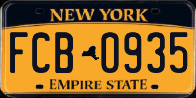 NY license plate FCB0935