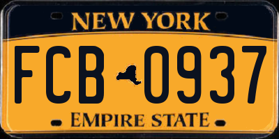 NY license plate FCB0937