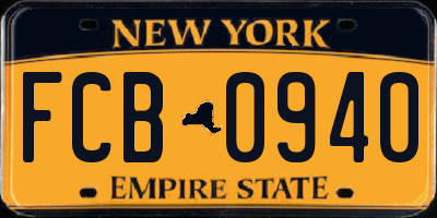 NY license plate FCB0940