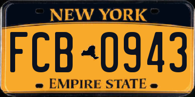 NY license plate FCB0943
