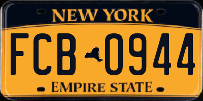 NY license plate FCB0944