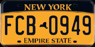 NY license plate FCB0949