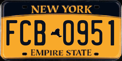 NY license plate FCB0951