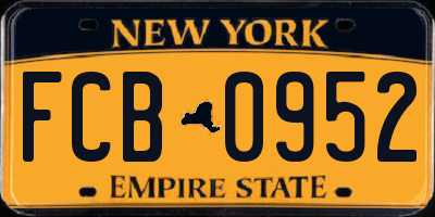 NY license plate FCB0952