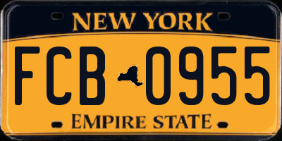 NY license plate FCB0955