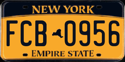 NY license plate FCB0956